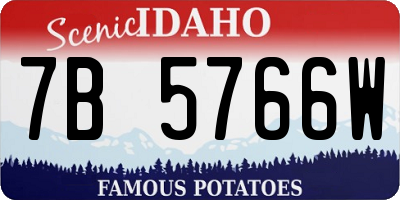 ID license plate 7B5766W
