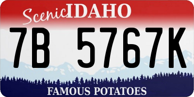 ID license plate 7B5767K