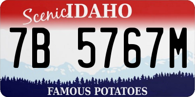 ID license plate 7B5767M