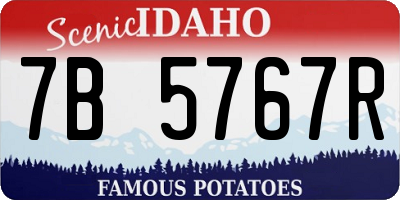 ID license plate 7B5767R