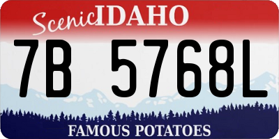 ID license plate 7B5768L