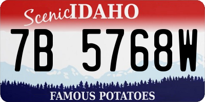 ID license plate 7B5768W