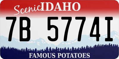 ID license plate 7B5774I