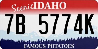 ID license plate 7B5774K