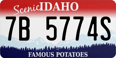 ID license plate 7B5774S