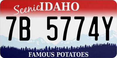 ID license plate 7B5774Y