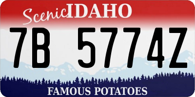 ID license plate 7B5774Z
