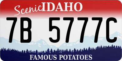 ID license plate 7B5777C