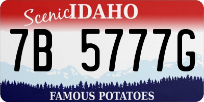 ID license plate 7B5777G