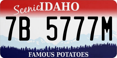 ID license plate 7B5777M