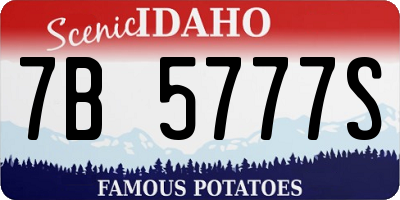 ID license plate 7B5777S