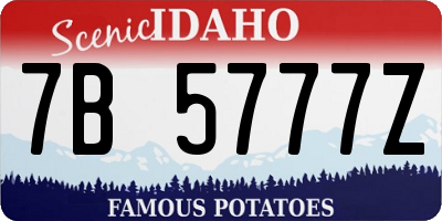 ID license plate 7B5777Z
