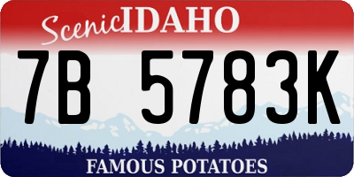 ID license plate 7B5783K