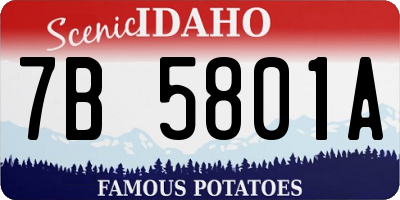ID license plate 7B5801A