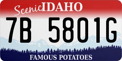 ID license plate 7B5801G