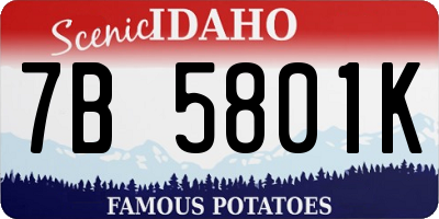 ID license plate 7B5801K