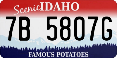 ID license plate 7B5807G
