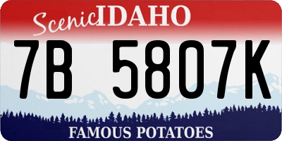 ID license plate 7B5807K