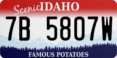 ID license plate 7B5807W