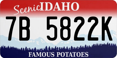 ID license plate 7B5822K