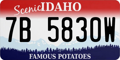 ID license plate 7B5830W