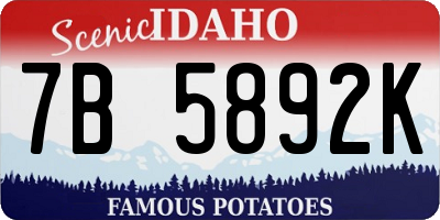 ID license plate 7B5892K