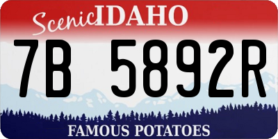 ID license plate 7B5892R