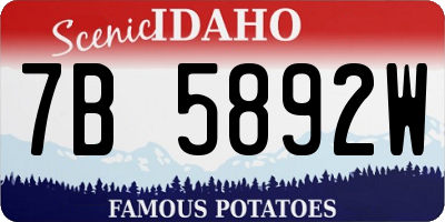 ID license plate 7B5892W