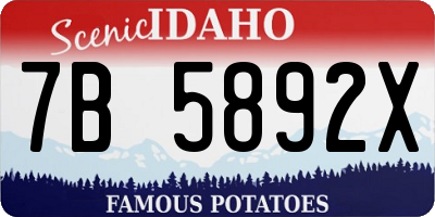 ID license plate 7B5892X