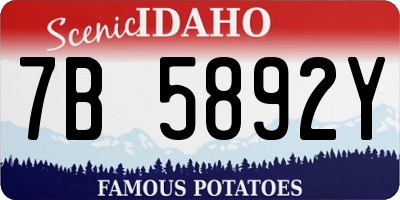 ID license plate 7B5892Y