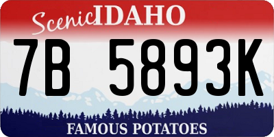 ID license plate 7B5893K