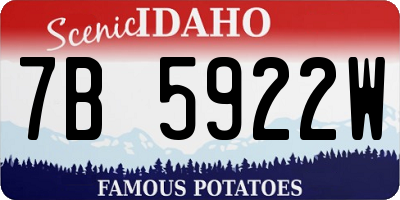 ID license plate 7B5922W