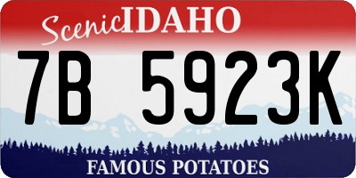 ID license plate 7B5923K