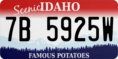 ID license plate 7B5925W