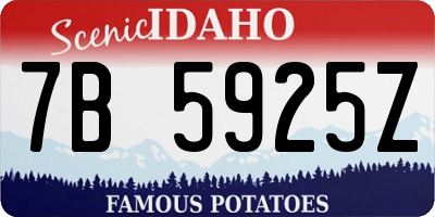 ID license plate 7B5925Z