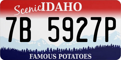 ID license plate 7B5927P