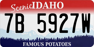 ID license plate 7B5927W