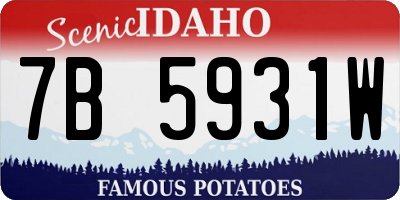 ID license plate 7B5931W