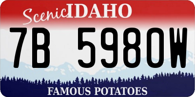 ID license plate 7B5980W