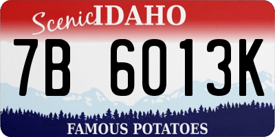 ID license plate 7B6013K