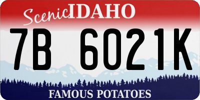 ID license plate 7B6021K