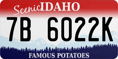 ID license plate 7B6022K