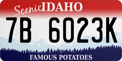 ID license plate 7B6023K