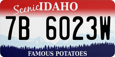 ID license plate 7B6023W