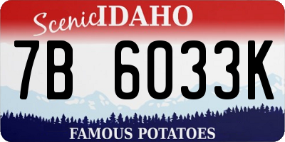 ID license plate 7B6033K