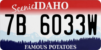 ID license plate 7B6033W