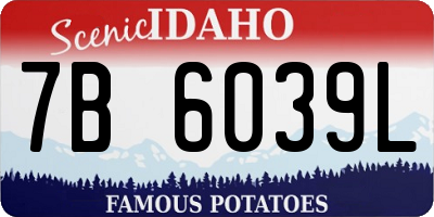 ID license plate 7B6039L