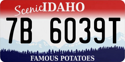 ID license plate 7B6039T