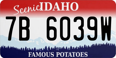 ID license plate 7B6039W