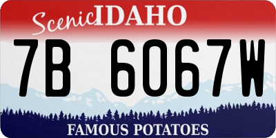 ID license plate 7B6067W